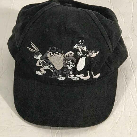 Six FlagsTheme Park Vintage Looney Tunes Snapback Black White Cap Hat - Picture 4 of 11